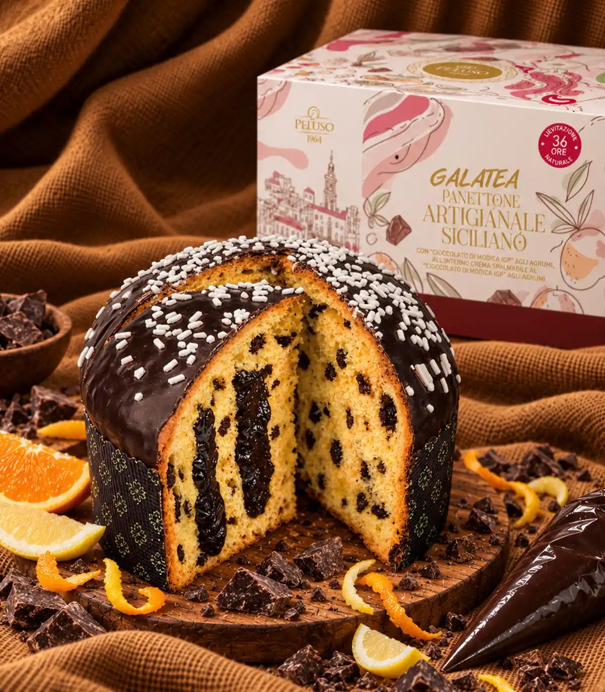 Panettone Cioccolato Modica e Sac à Poche Cioccolato Modica e Agrumi_Scatola